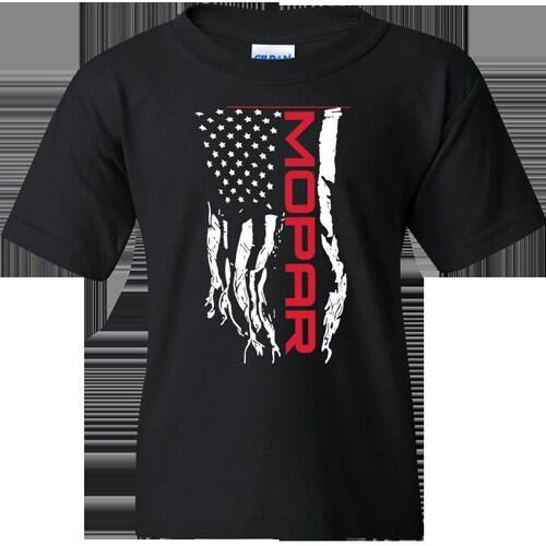 Men's Mopar Distressed American Flag T-Shirt - 100% Cotton Graphic Tee For Car Enthusiasts
