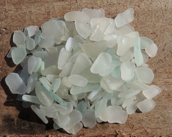 160pcs Genuine Sea Glass Bulk / White Sea Glasses / Beach Glass for Sea Glass Art / Crafts / Mosaic / Beach Decor