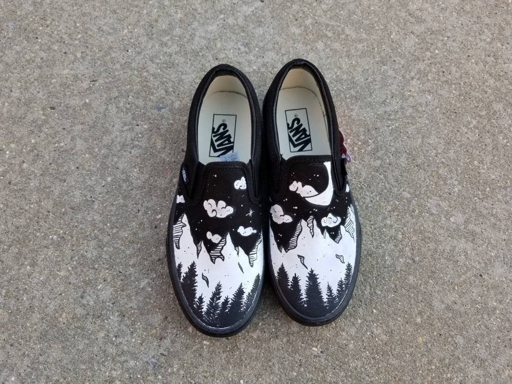 custom black slip on vans