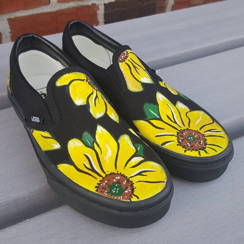 hand painted sunflower vans