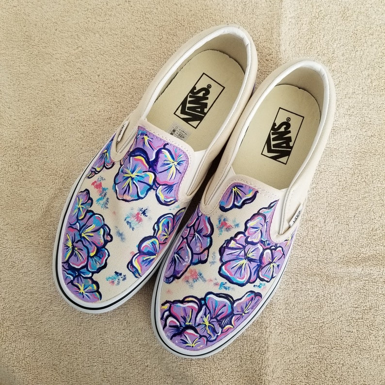 Floral Vans Slip On Custom Sneakers | Etsy