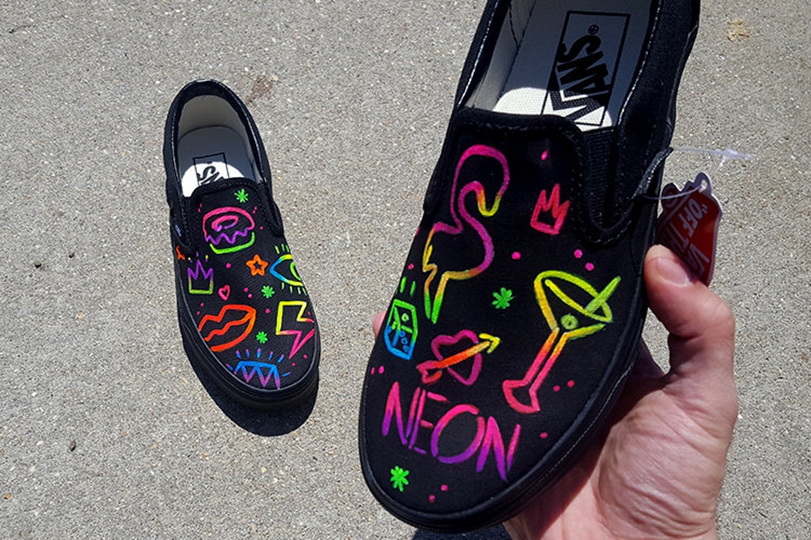 vans slip ons neon