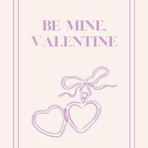 Printable Be Mine Bow Valentine&#39;s Card 5x7&quot;