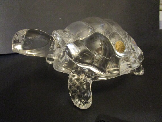 Crystal Turtle Figurine Tortoise Made In France Home Decor Etsy