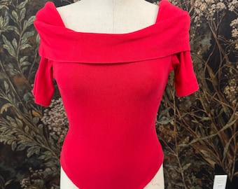 Vintage 80's No Boundaries Statement Red Bodysuit