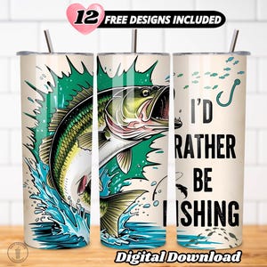 Fishing Tumbler Wrap 20 oz, Bass Fisherman PNG, Father’s Day Sublimation Design, Outdoor Fishing Skinny Tumbler Digital Wrap, Fishing Design