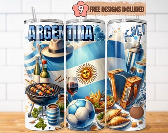 Argentina Flag Tumbler Wrap PNG: 20oz Skinny Tumbler Sublimation (Digital Download)