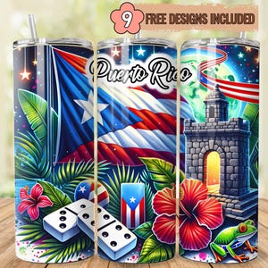 Puerto Rico Flag Tumbler Wrap, Boricua Pride Tumbler Wrap, 20 oz Skinny Tumbler Design, Puerto Rican Heritage Sublimation, Digital Download