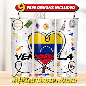 Envoltura para vaso de Venezuela, vaso delgado de Venezuela de 20 oz PNG, descarga digital, diseño de termo de Venezuela, PNG de Venezuela, envoltura para vaso de Venezuela