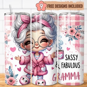 Funny Grandma Tumbler Wrap PNG: Sassy 20oz Skinny Tumbler Sublimation Design (Digital Download)