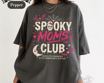 Spooky Moms Club shirt, Halloween mom tee, Comfort Colors®, graphic oversized t-shirt, goth mom aesthetic, halloweenshirts, comfy unisex