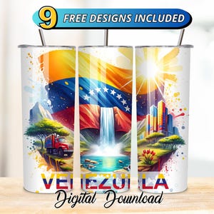 Paquete de envoltura para vaso con la bandera de Venezuela, vaso PNG de 20 oz con la bandera de Venezuela, paquete de diseño de vaso de sublimación, diseños de la bandera de Venezuela, diseño de Venezuela