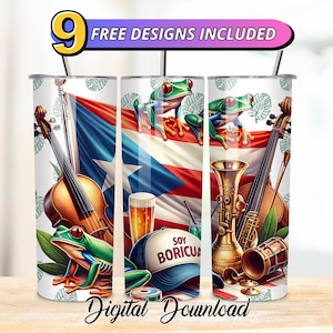 Puerto Rico Flag Tumbler Wrap: 20oz Sublimation Design (Digital Download)