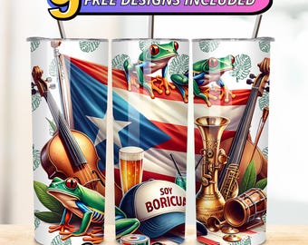 Puerto Rico Flag Tumbler Wrap: 20oz Sublimation Design (Digital Download)