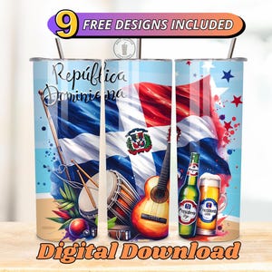 Dominican Republic Flag Tumbler Wrap: 20oz PNG Design (Digital Download)