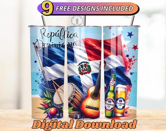 Dominican Republic Flag Tumbler Wrap: 20oz PNG Design (Digital Download)