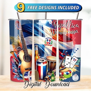 Dominican Flag 20oz Tumbler Sublimation Design (Digital Download)