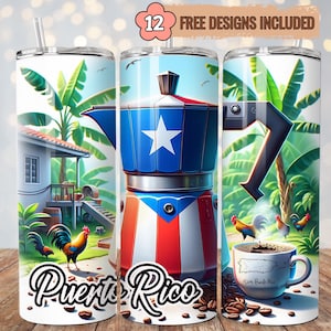 Puerto Rican Flag Tumbler Wrap: Boricua Pride Coffee Design (Digital Download)