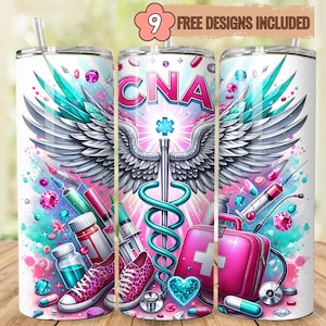 CNA Tumbler Wrap PNG: Medical Staff Gift, 20oz Skinny Tumbler (Digital Download)