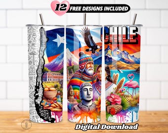 Chile Flag Tumbler Wrap: Patriotic Chilean Pride Design (Digital Download)
