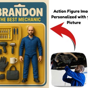 Aangepast portret actiefiguur van je foto, gepersonaliseerde speelgoedstijl digitaal kunstwerk, Toy In A Box, speelgoedfiguur, digitale download speelgoedfiguur