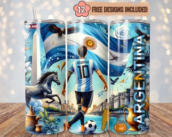 Argentina Flag Tumbler Wrap: 20oz Skinny Sublimation Design (Digital Download))