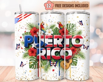 Puerto Rico Flag Tumbler Wrap Soy Boricua Pride, 20 oz Skinny Tumbler Sublimation Design, Puerto Rican Flag, Digital Download
