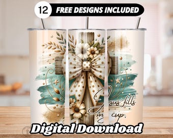 Coquette Christian Tumbler Wrap: Religious Cross, 20oz Skinny Tumbler (Digital Download)