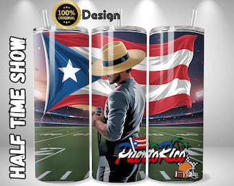 Puerto Rico vlag beker wrap, 20 oz skinny sublimatie png, Puerto Rican Pride Design, Half Time Show beker, digitaal downloadbestand