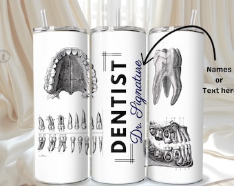 Personalized Dentist Tooth Tumbler: Custom Dental Gift, 20oz Stainless Steel