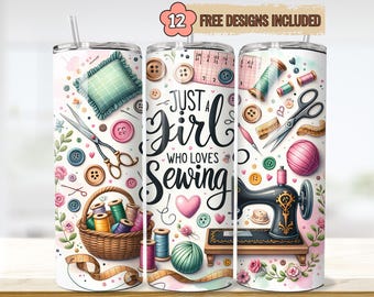 Sewing Tumbler Wrap: Funny Quilter Design (20 oz Skinny Tumbler, Digital Download)