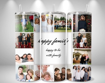 Custom Tumbler with any Picture, Personalized Photo Collage Tumbler with text, Customized Travel Mug, Graduation Gift, Father's Day Gift
