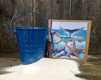 Handmade Greeting Card Palm,vacation,honeymoon,beach,starfish,serene,summer,summer vacation,island,cruise,sea,aqua,sand,get away,travel,sea