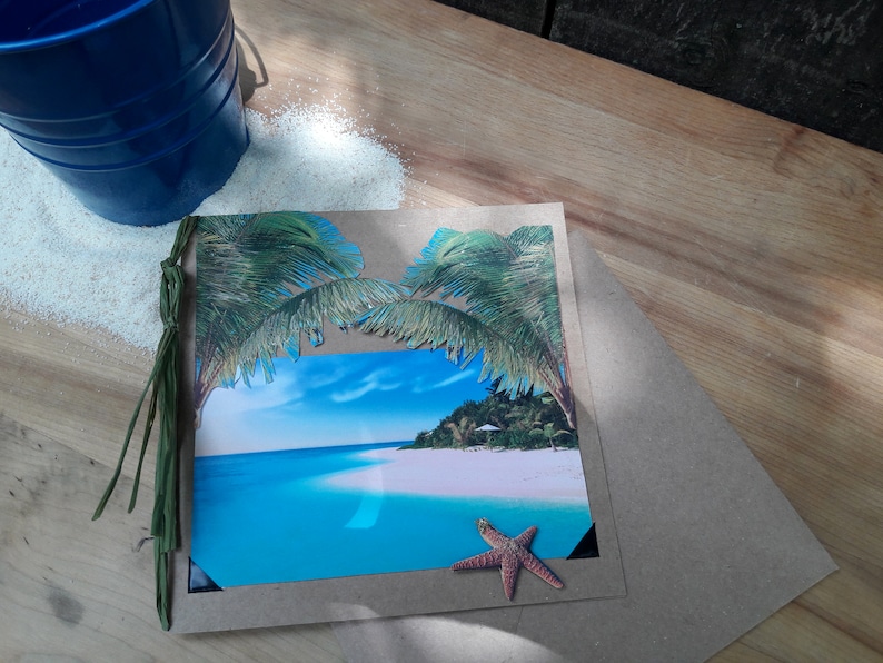 Handmade Greeting Card Palm,vacation,honeymoon,beach,starfish,serene,summer,summer vacation,island,cruise,sea,aqua,sand,get away,travel,sea