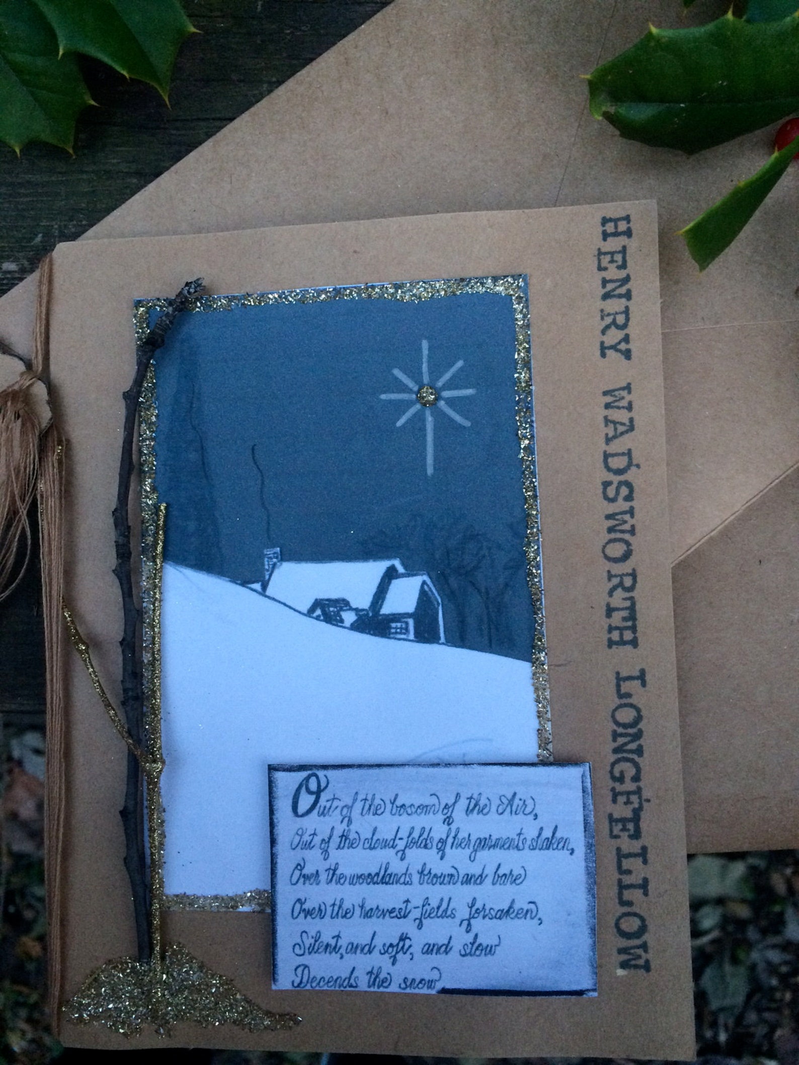 handmade greeting card snowflakes henry wadsworth etsy