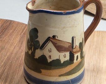 Watcombe Torquay Pottery Pitcher Creamer Motto Ware Vintage England Handpainted
