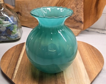 Hand-blown Glass Vase in vibrant teal