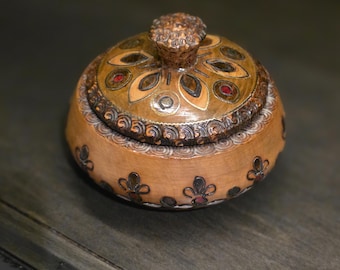 Polish Handmade Folk Nazwa Art Carved Wooden Trinket Box