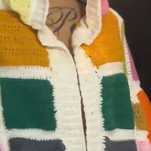 Handgemachte häkeln Patchwork Cordigan mit Kapuze Bild 2