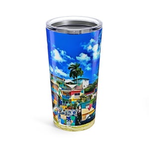 Beach-Themed 20oz Stainless Steel Tumbler: Vibrant Summer Drinkware