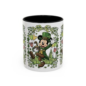 St. Patrick's Mickey Mouse Mug Accent Coffee Mug (11,15oz) | Irish Shamrock Tea Cup image 2