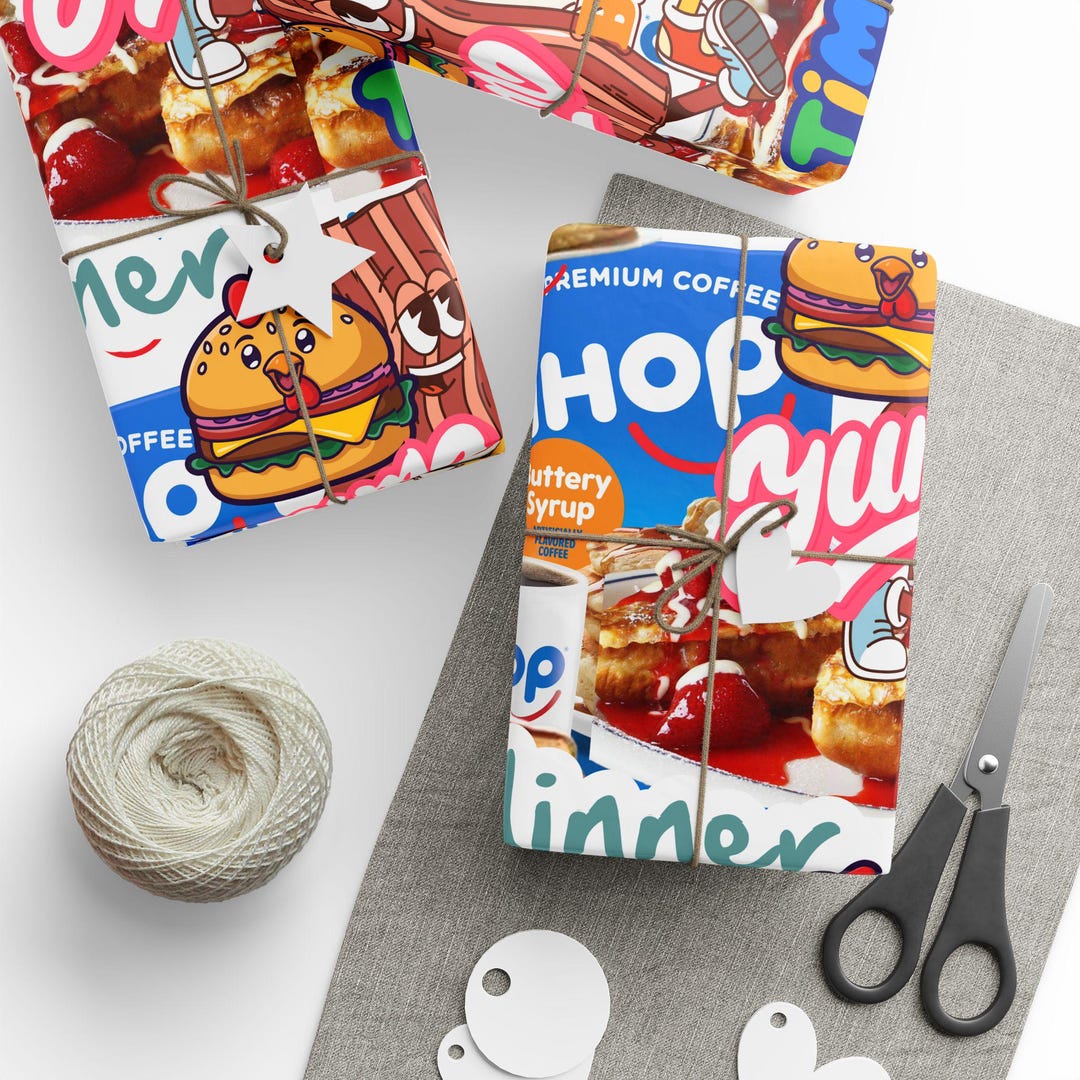 IHOP Breakfast Pattern Wrapping Paper | Pancakes, Eggs, Bacon Repeat - Etsy