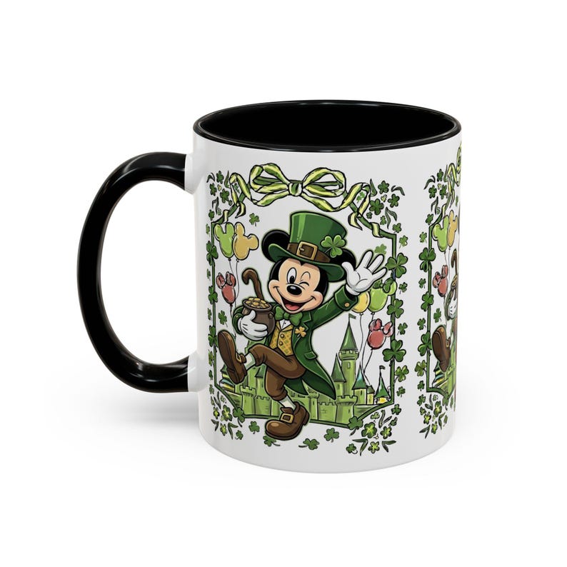 St. Patrick's Mickey Mouse Mug Accent Coffee Mug (11,15oz) | Irish Shamrock Tea Cup image 4