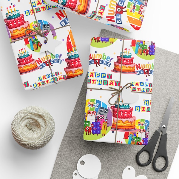 Vibrant Number Blocks Themed Wrapping Paper for Creative Gifting