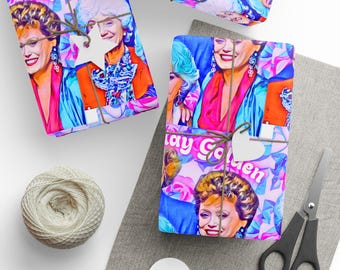 Vibrant Golden Girls Wrapping Paper Roll - Fun Gift Wrap for Any Occasion Unique Holiday Wrapping, Stay Golden Design