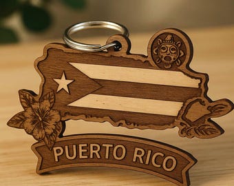 Puerto Rico Map SVG: Flag, Taino Sun, Laser Cut File (Digital Download)