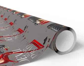 Runway 2 Devil Wears Prada Vintage Microphone Pattern Wrapping Paper | Musician Holiday Wrap