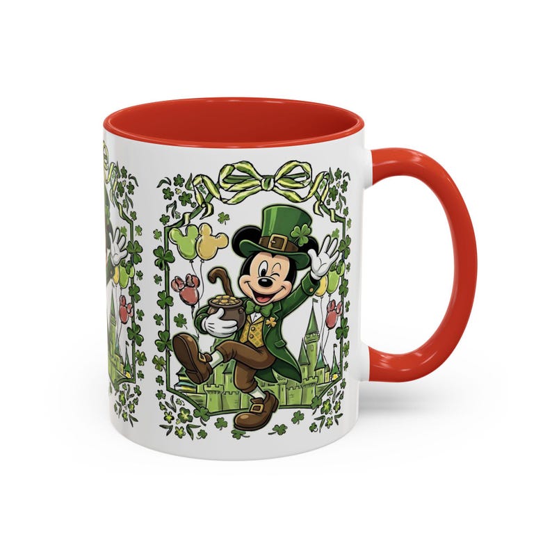 St. Patrick's Mickey Mouse Mug Accent Coffee Mug (11,15oz) | Irish Shamrock Tea Cup image 9