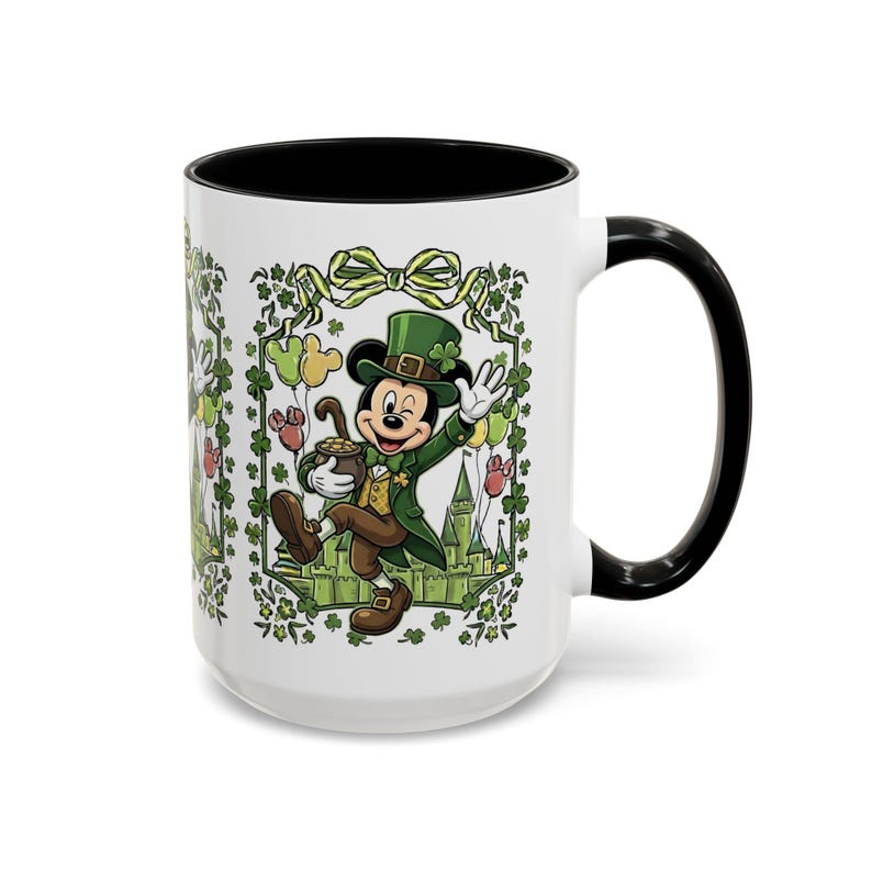 St. Patrick's Mickey Mouse Mug Accent Coffee Mug (11,15oz) | Irish Shamrock Tea Cup image 14