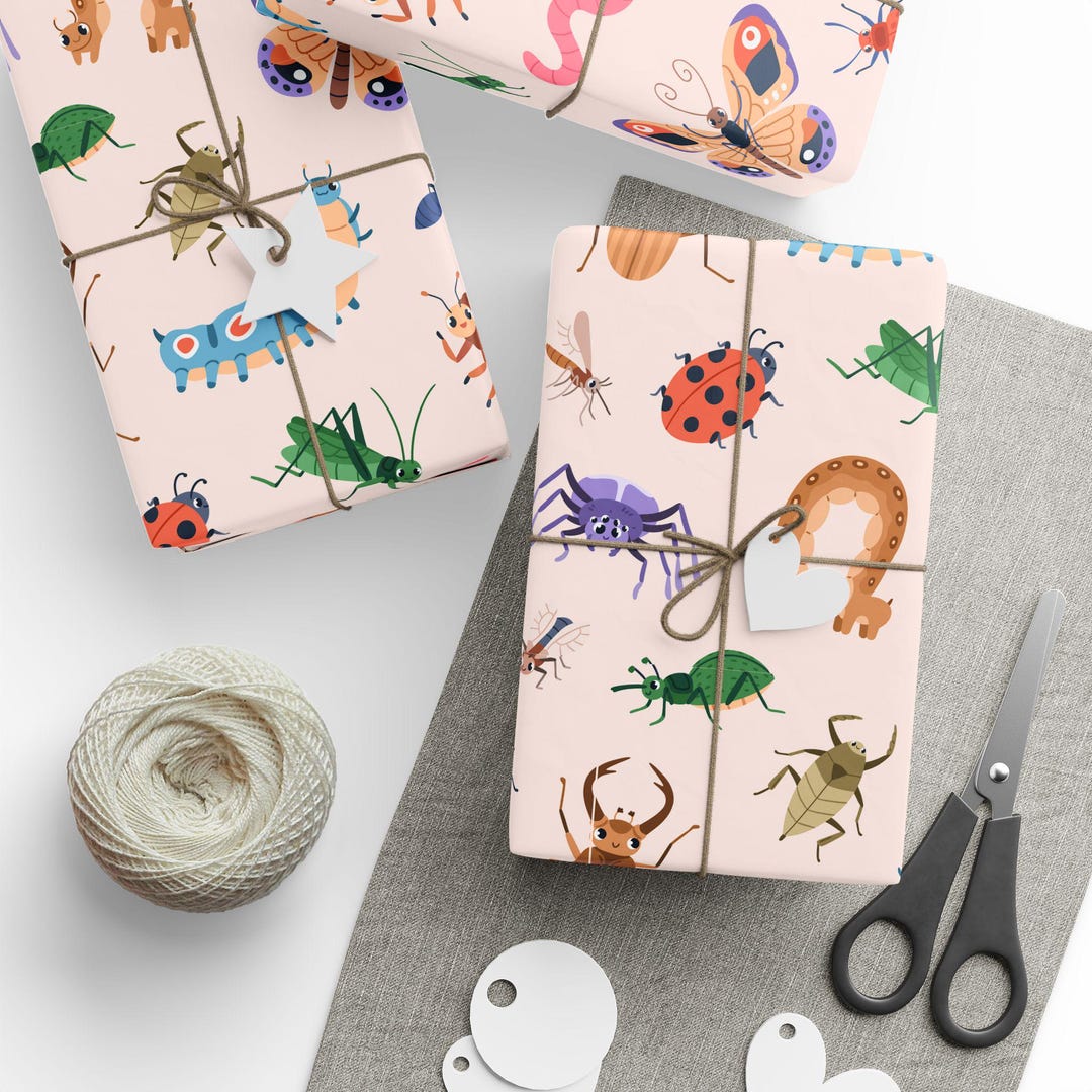 Colorful Insect Wrapping Paper, Eco-friendly Gift Wrapping, Fun ...